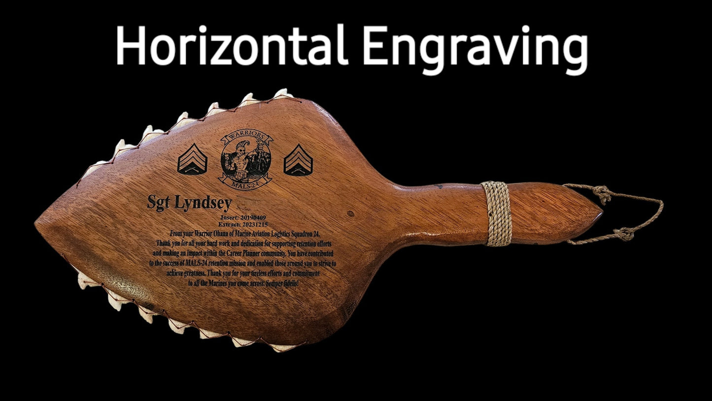 Engraved - Hawaiian War Axe/Club - Shark Tooth