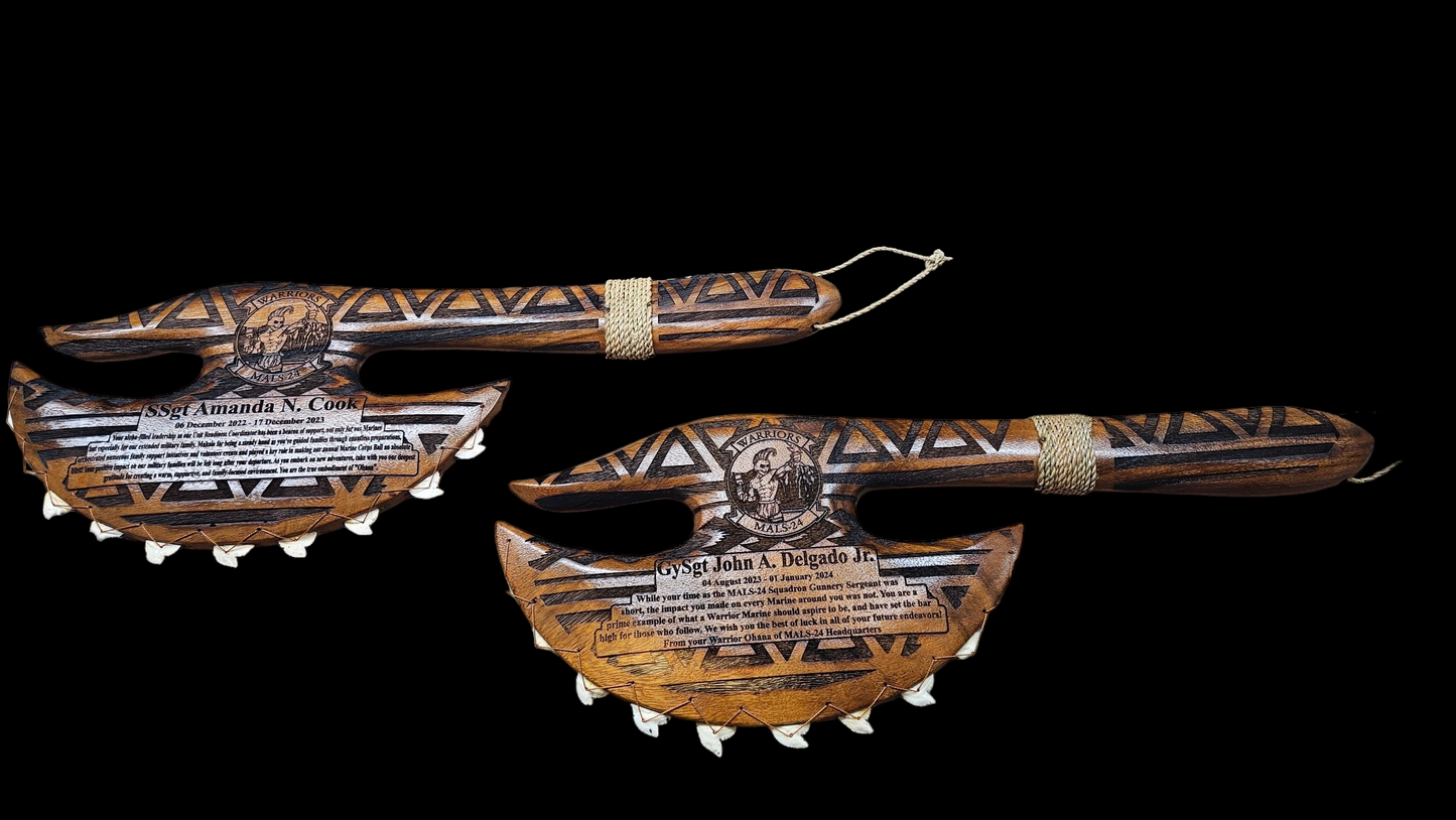 Engraved - Hawaiian War Axe/Club - Shark Tooth