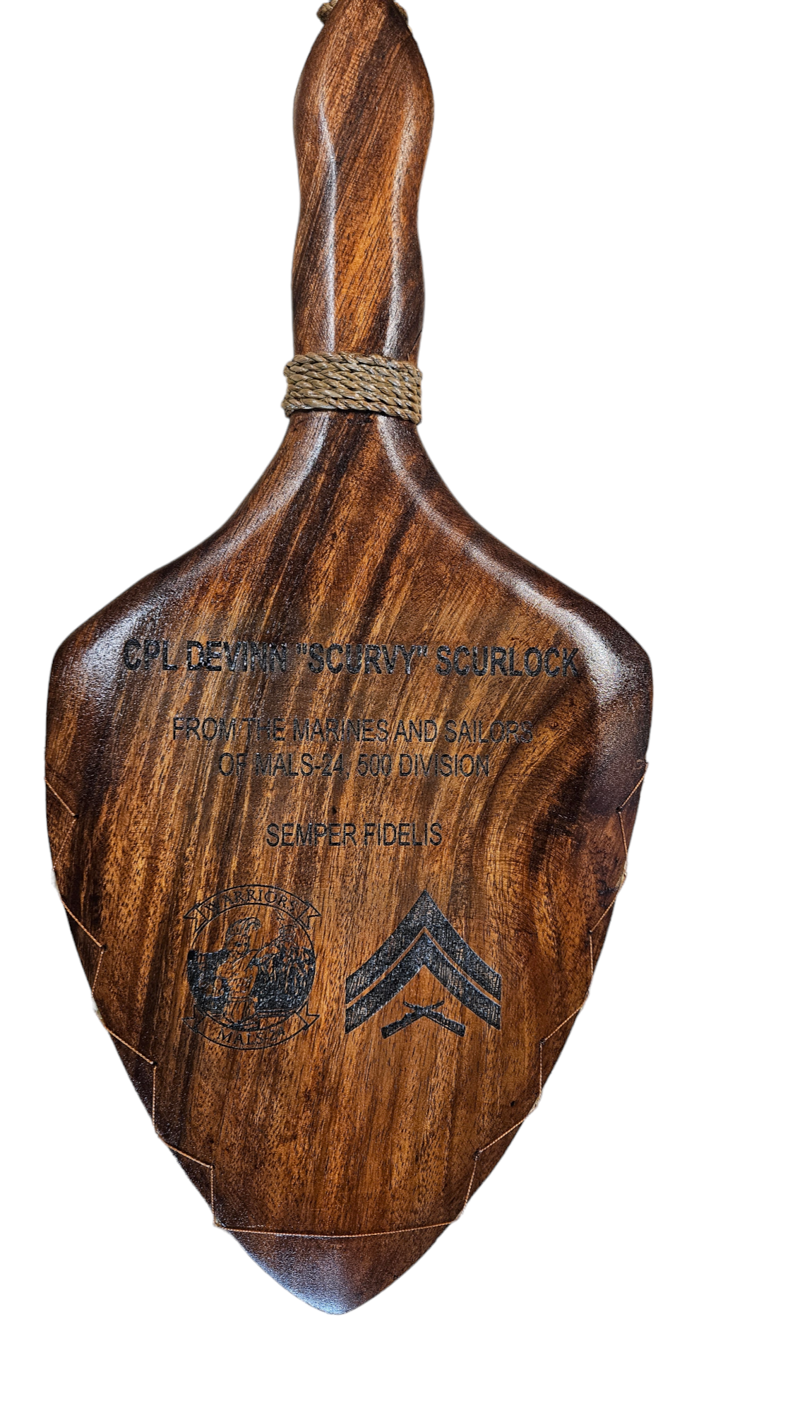 Engraved - Hawaiian War Axe/Club - Shark Tooth