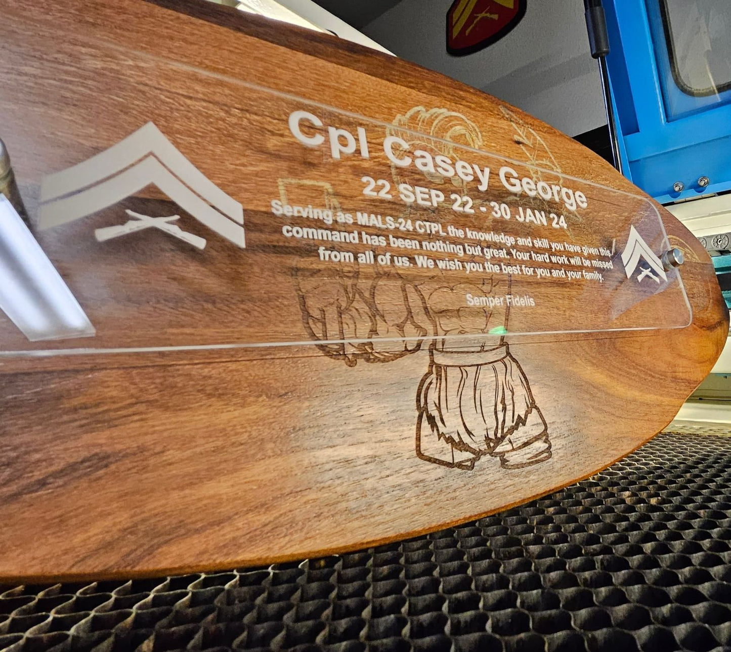 Surfboard Koa Plaque